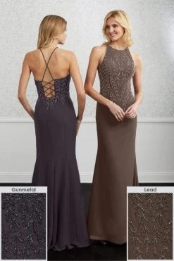 Adrianna Papell Platinum - 40216 Halter Neck Beaded Chiffon Gown 13 Adrianna Papell Platinum - 40216 Halter Neck Beaded Chiffon Gown
