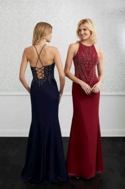 Adrianna Papell Platinum - 40216 Halter Neck Beaded Chiffon Gown