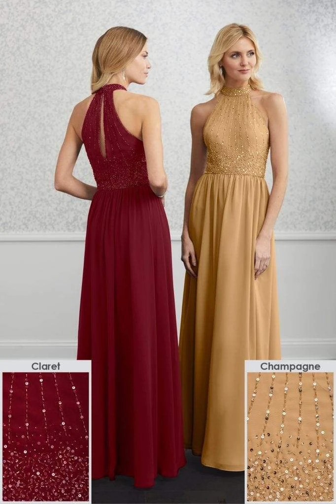 Adrianna Papell Platinum - 40221 Beaded High Halter Chiffon Dress 8 Adrianna Papell Platinum - 40221 Beaded High Halter Chiffon Dress