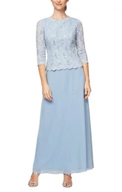 Alex Evenings - 112318 Scallop Lace Mock Dress With Chiffon Skirt