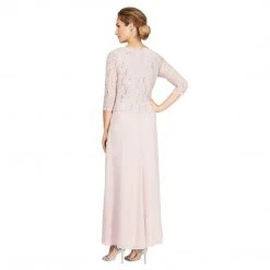 Alex Evenings - 112318 Scallop Lace Mock Dress With Chiffon Skirt