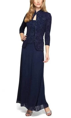 Alex Evenings - 125053 Jacquard Knit Glittered Evening Dress