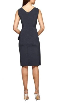 Alex Evenings - 134005 Faux Surplice Fitted Dress With Jewel Accent