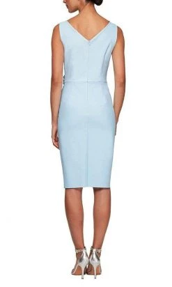 Alex Evenings - 134005 Faux Surplice Fitted Dress With Jewel Accent