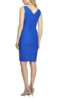 Alex Evenings - 134005 Faux Surplice Fitted Dress With Jewel Accent