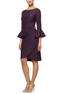 Alex Evenings - 134183 Bell Sleeve Bateau Sheath Dress