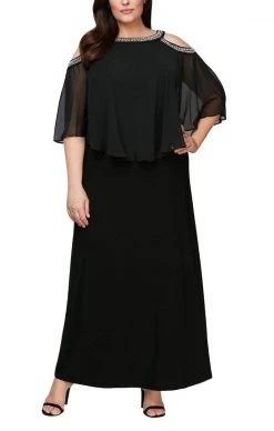 Alex Evenings - 1351319 Beaded Capelet Matte Jersey Dress