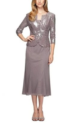 Alex Evenings - 196267 Chiffon Dress With Sequin Embellished Jacket