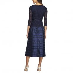 Alex Evenings - 2121004 Lace Bateau Organza A-Line Dress