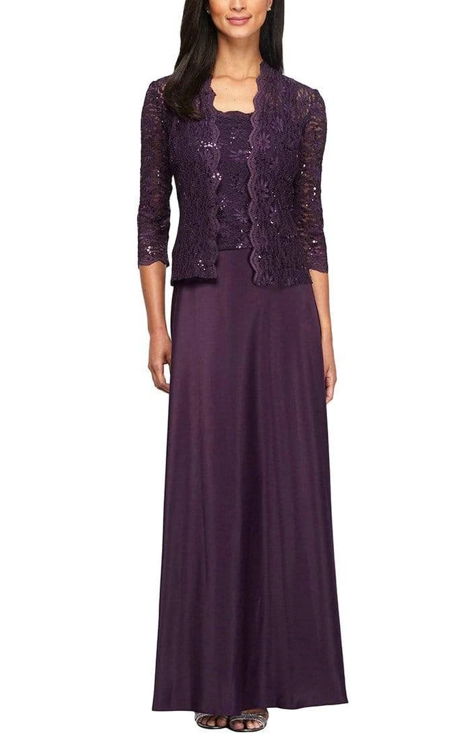 Alex Evenings - 2121198 Lace Quarter Sleeve Jacket Long Gown 3 Alex Evenings - 2121198 Lace Quarter Sleeve Jacket Long Gown