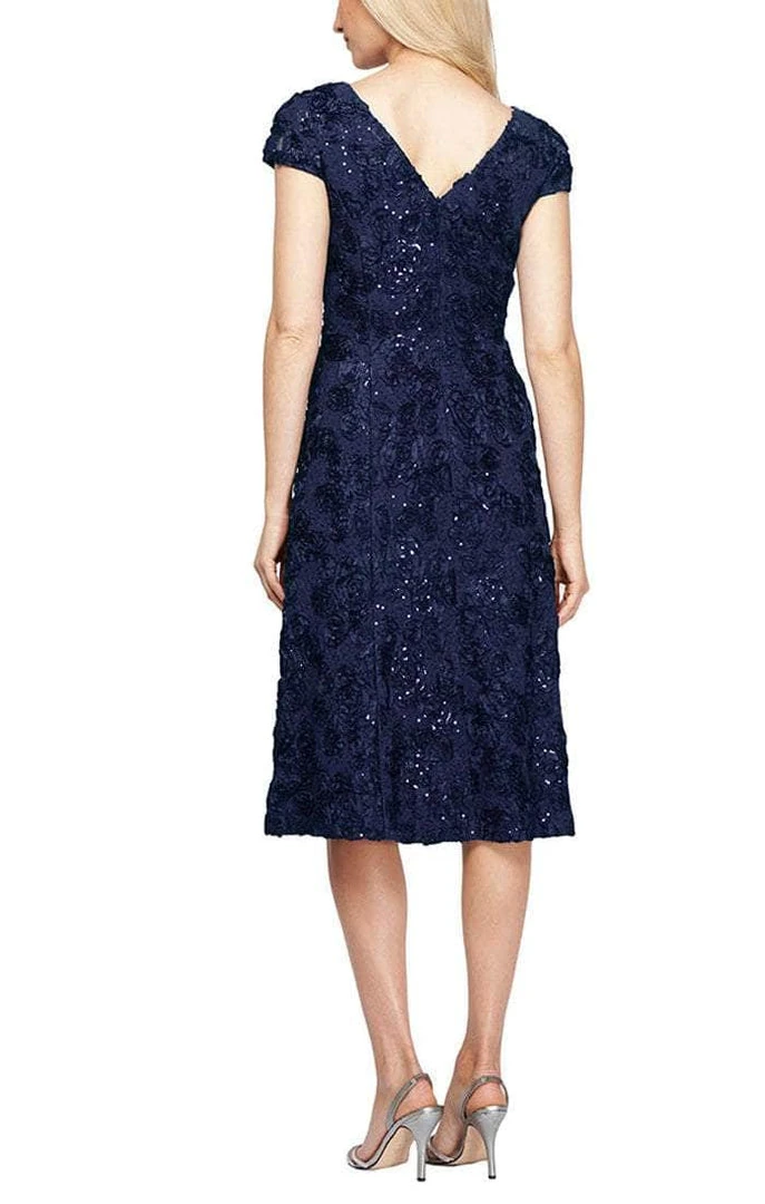 Alex Evenings - 2121570 Bateau Rosette Lace A-Line Dress 5 Alex Evenings - 2121570 Bateau Rosette Lace A-Line Dress