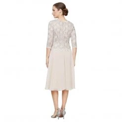 Alex Evenings - 2121796 Lace Scalloped Neck Chiffon A-line Dress