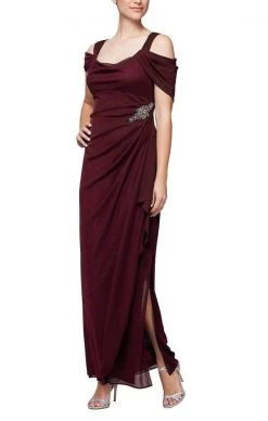 Alex Evenings - 232902 Cold Shoulder Long Gown With Slit