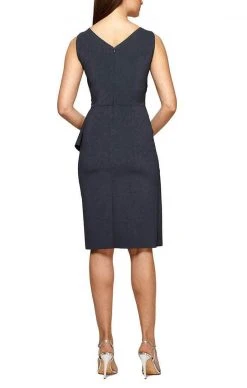 Alex Evenings - 234005 Faux Wrap Fitted Dress With Jewel Accent