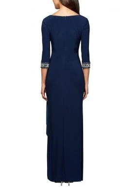 Alex Evenings - 2351416 Quarter Sleeves Ruched A-Line Gown
