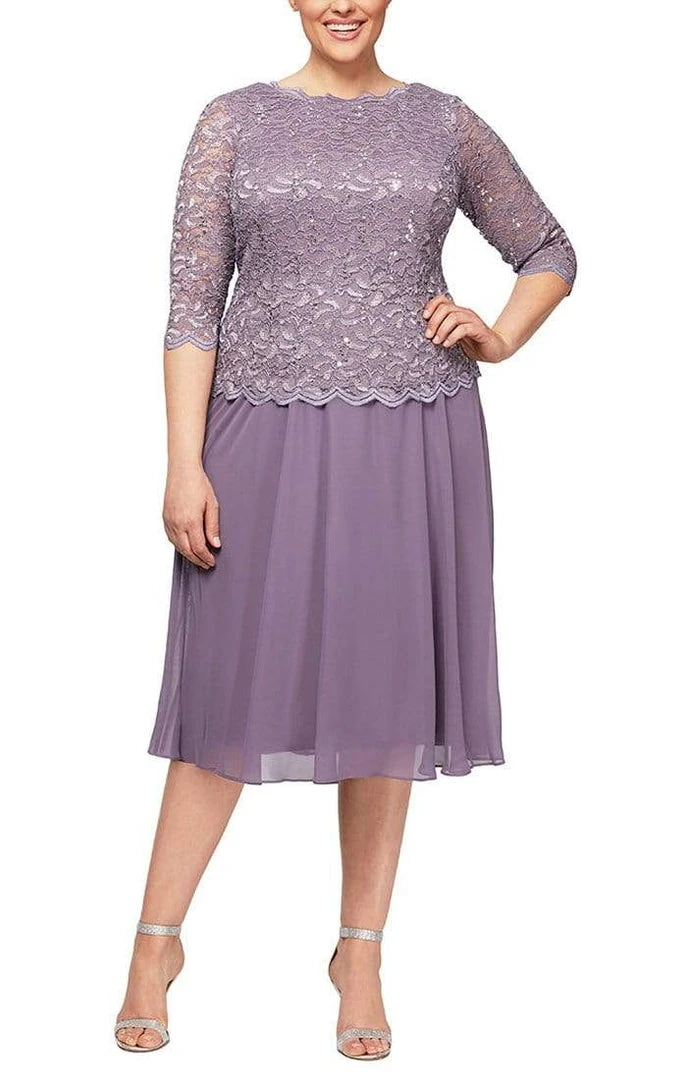 Alex Evenings - 4121796 Popover Lace Bodice A-Line Chiffon Dress 9 Alex Evenings - 4121796 Popover Lace Bodice A-Line Chiffon Dress