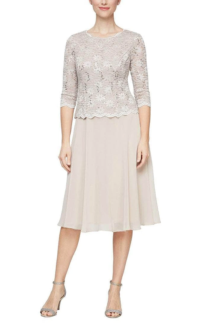 Alex Evenings - 4121796 Popover Lace Bodice A-Line Chiffon Dress 11 Alex Evenings - 4121796 Popover Lace Bodice A-Line Chiffon Dress