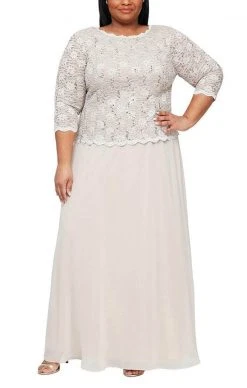 Alex Evenings - 412318 Sequin Lace Chiffon Faux Two-Piece Long Dress