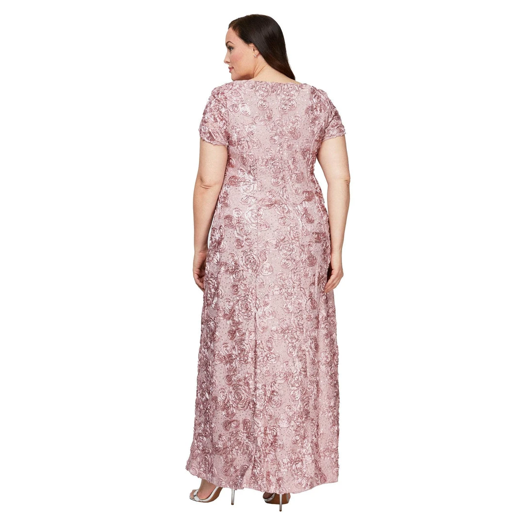 Alex Evenings - 412788 Short Sleeve Rosette A-line Dress 13 Alex Evenings - 412788 Short Sleeve Rosette A-line Dress