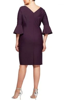 Alex Evenings - 434183 Quarter Bell Sleeves Plus Size Dress