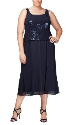 Alex Evenings - 496267 Plus Size Chiffon Dress With Sequin Jacket