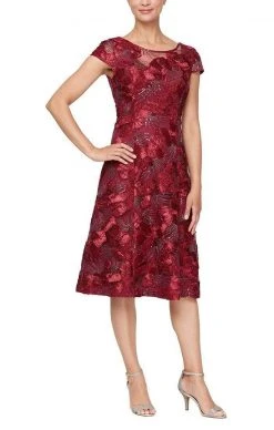 Alex Evenings - 81122331 Illusion Jewel Floral Soutache Dress 8 Alex Evenings - 81122331 Illusion Jewel Floral Soutache Dress