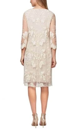 Alex Evenings - 81122337 Embroidered Lace Jacket Midi Dress