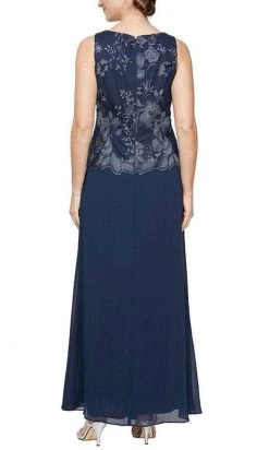 Alex Evenings - 81122422 Metallic Lace Quarter Sleeved Long Dress