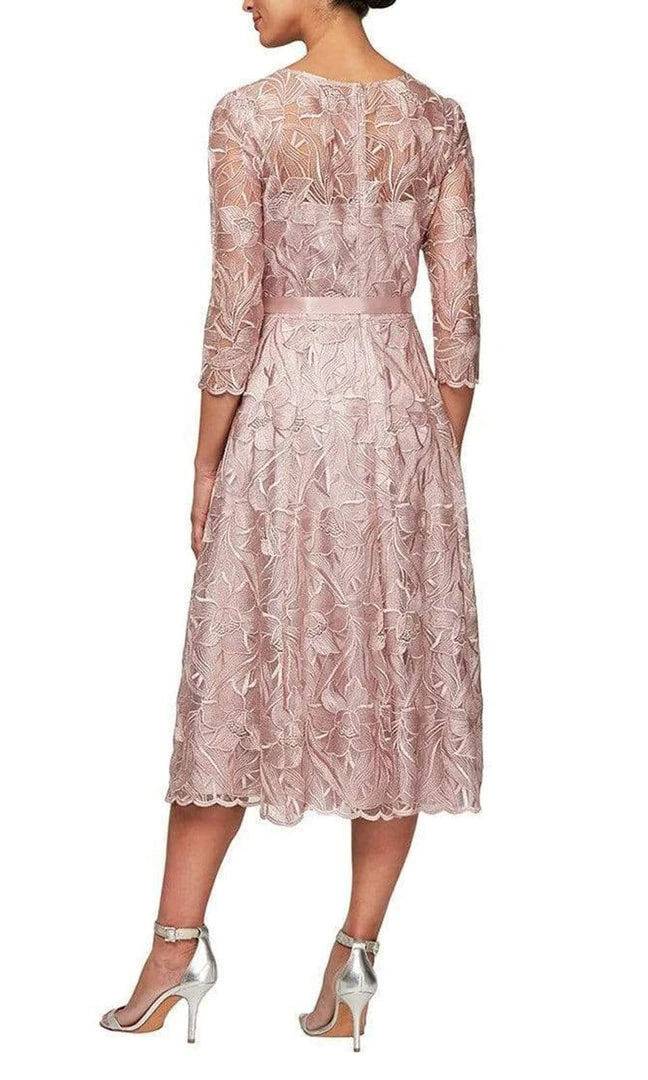 Alex Evenings - 8117835 Quarter Sleeves Embroidered A-Line Dress 4 Alex Evenings - 8117835 Quarter Sleeves Embroidered A-Line Dress