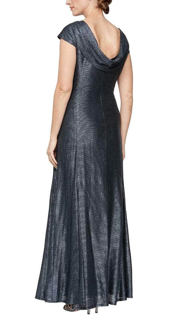 Alex Evenings - 8127685 Cap Sleeved Metallic Long Dress 5 Alex Evenings - 8127685 Cap Sleeved Metallic Long Dress