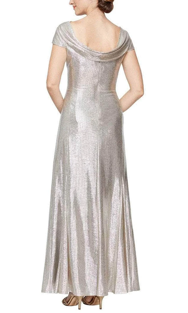 Alex Evenings - 8127685 Cap Sleeved Metallic Long Dress 4 Alex Evenings - 8127685 Cap Sleeved Metallic Long Dress