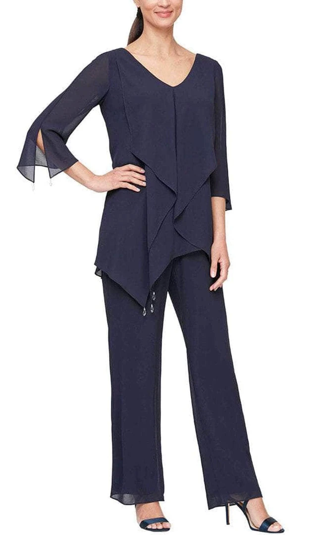 Alex Evenings - 8192004 Frilled Top Chiffon Pantsuit 3 Alex Evenings - 8192004 Frilled Top Chiffon Pantsuit