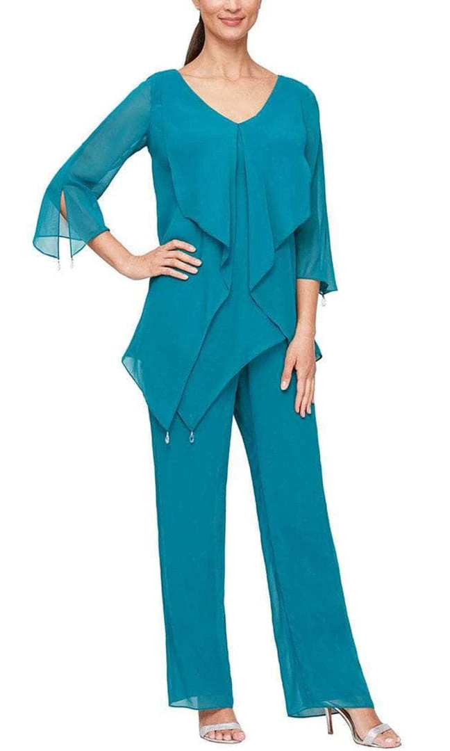 Alex Evenings - 8192004 Frilled Top Chiffon Pantsuit 5 Alex Evenings - 8192004 Frilled Top Chiffon Pantsuit