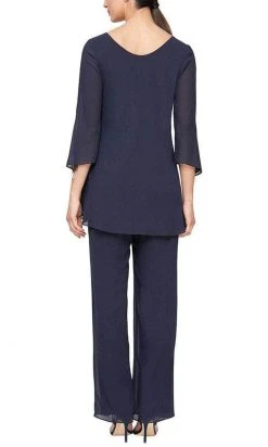 Alex Evenings - 8192004 Frilled Top Chiffon Pantsuit
