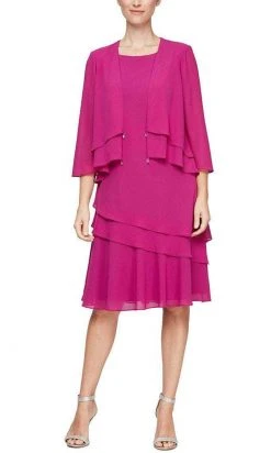 Alex Evenings - 8192005 Chiffon Knee Length 2-Piece Dress