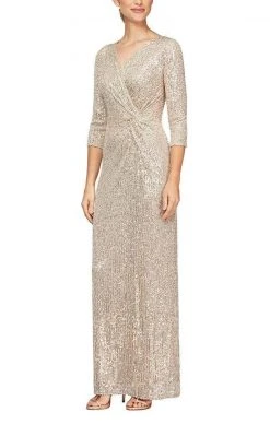 Alex Evenings - 8196646 Sequined V-Neck Column Gown