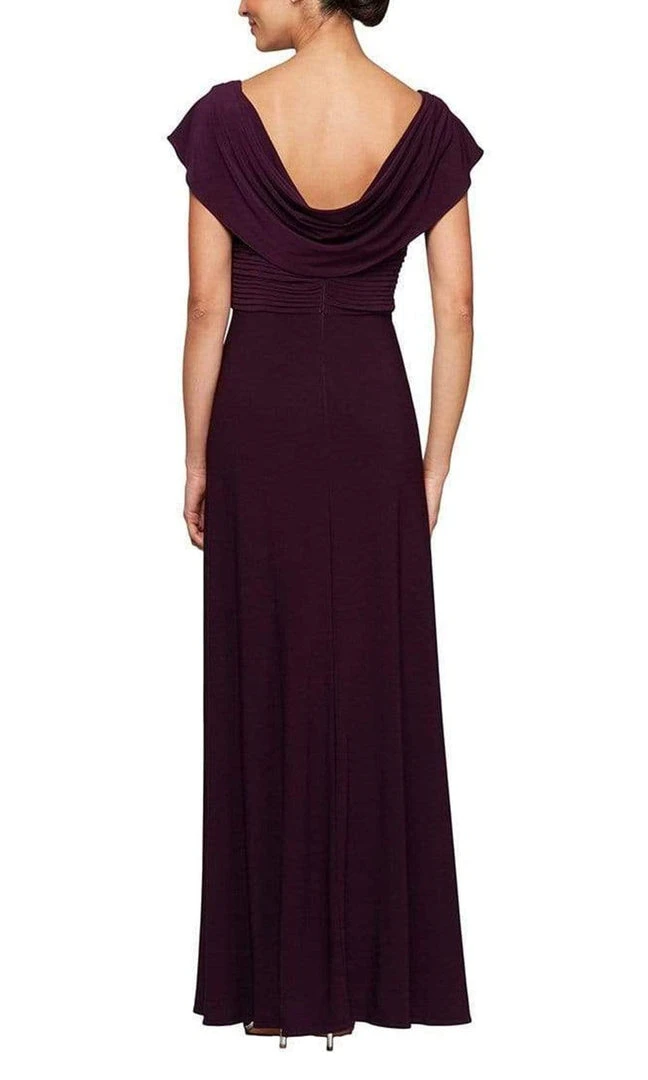 Alex Evenings - 82351491 Cowl Brooch Accented Matte Jersey Dress 4 Alex Evenings - 82351491 Cowl Brooch Accented Matte Jersey Dress