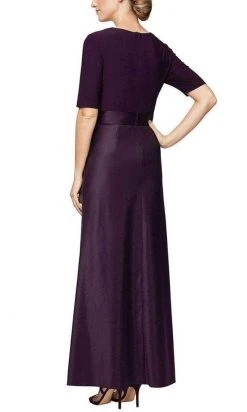 Alex Evenings - 82351533 V-Neck Jersey Long Dress