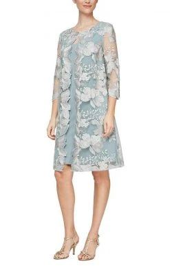 Alex Evenings - 84122202 Floral Embellished Matte Jersey Dress