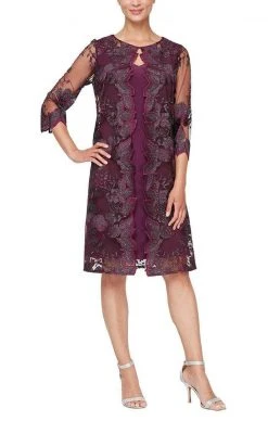 Alex Evenings - 84122202 Floral Embellished Matte Jersey Dress
