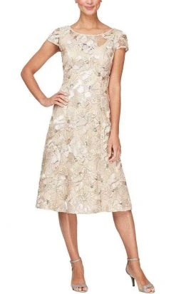 Alex Evenings - 84122331 Cap Sleeve Scoop A Line Dress