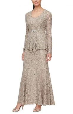 Alex Evenings - 84122452 Sequined Lace Jacket Sheath Dress
