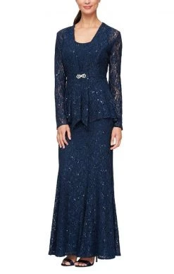 Alex Evenings - 84122452 Sequined Lace Jacket Sheath Dress