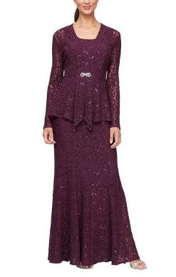 Alex Evenings - 84122452 Sequined Lace Jacket Sheath Dress