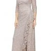 Alex Evenings - 84122476 Embroidered Quarter Sleeve Long Dress 2 Alex Evenings - 84122476 Embroidered Quarter Sleeve Long Dress