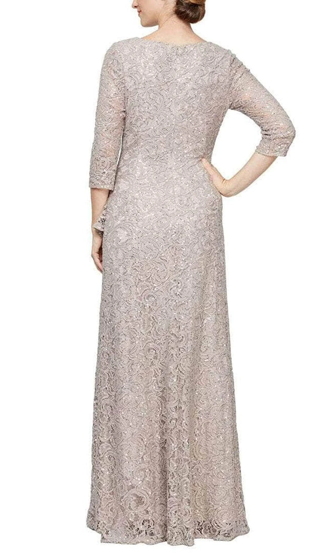 Alex Evenings - 84122476 Embroidered Quarter Sleeve Long Dress 4 Alex Evenings - 84122476 Embroidered Quarter Sleeve Long Dress