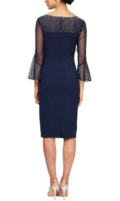 Alex Evenings - 8460208 Quarter Belle Sleeves Knee Length Dress 10 Alex Evenings - 8460208 Quarter Belle Sleeves Knee Length Dress