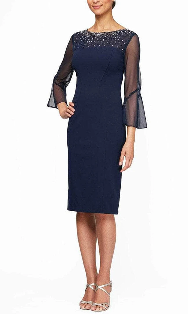Alex Evenings - 8460208 Quarter Belle Sleeves Knee Length Dress 6 Alex Evenings - 8460208 Quarter Belle Sleeves Knee Length Dress