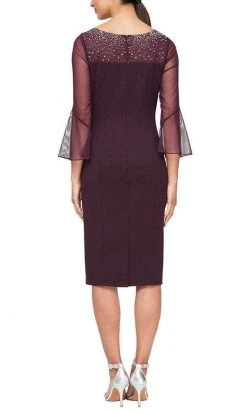 Alex Evenings - 8460208 Quarter Belle Sleeves Knee Length Dress