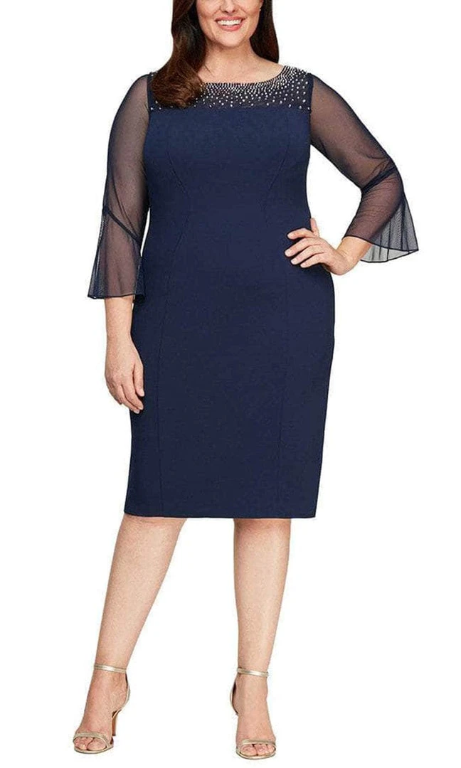 Alex Evenings - 8460208 Quarter Belle Sleeves Knee Length Dress 7 Alex Evenings - 8460208 Quarter Belle Sleeves Knee Length Dress
